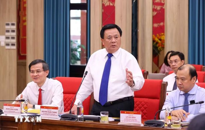 Giáo sư-Tiến sỹ Nguyễn Xuân Thắng, Chủ tịch Hội đồng Lý luận Trung ương phát biểu. (Ảnh: Văn Điệp/TTXVN)
