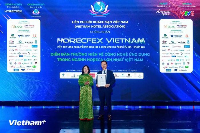 Diễn đàn Horecfex vinh dự được Liên chi hội khách sạn Việt Nam vinh danh là Diễn đàn thường niên về công nghệ ứng dụng trong ngành Horeca lớn nhất Việt Nam. (Ảnh: Thanh Phong/Vietnam+)