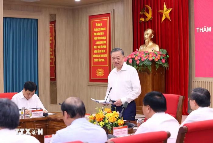Tổng Bí thư, Chủ tịch nước Tô Lâm phát biểu chỉ đạo tại buổi làm việc với lãnh đạo chủ chốt Học viện Chính trị Quốc gia Hồ Chí Minh. (Ảnh: Văn Điệp/TTXVN)