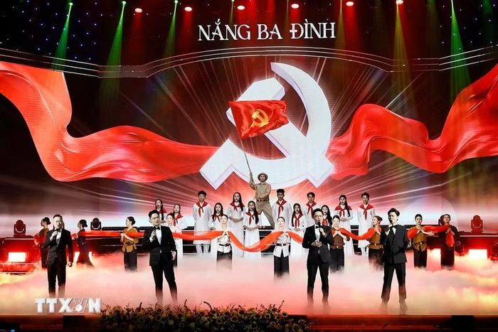 Chương trình nghệ thuật chính luận "Nắng Ba Đình" chào mừng kỷ niệm 81 năm Ngày Cách mạng Tháng Tám thành công (19/8/1945-19/8/2026), Ngày Quốc khánh (2/9/1945-2/9/2026) và 80 năm Quốc hội Việt Nam. (Ảnh: Doãn Tấn/TTXVN)
