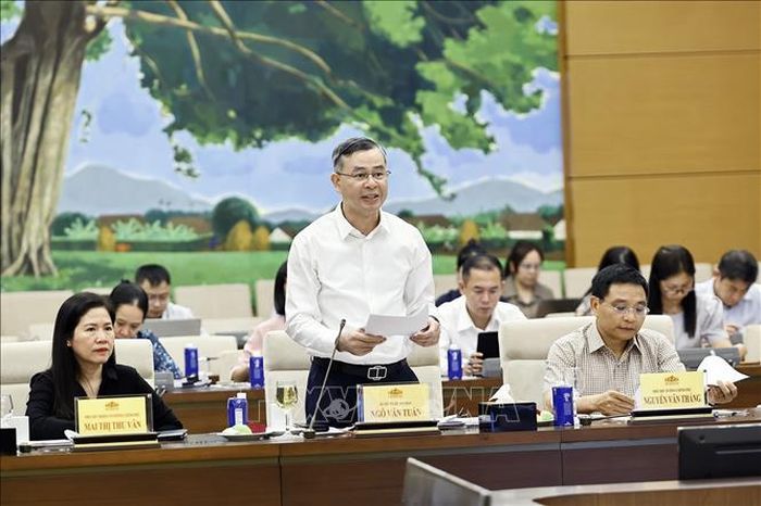 Bộ trưởng Bộ Tài chính Ngô Văn Tuấn trình bày tóm tắt tờ trình. Ảnh: Doãn Tấn/TTXVN