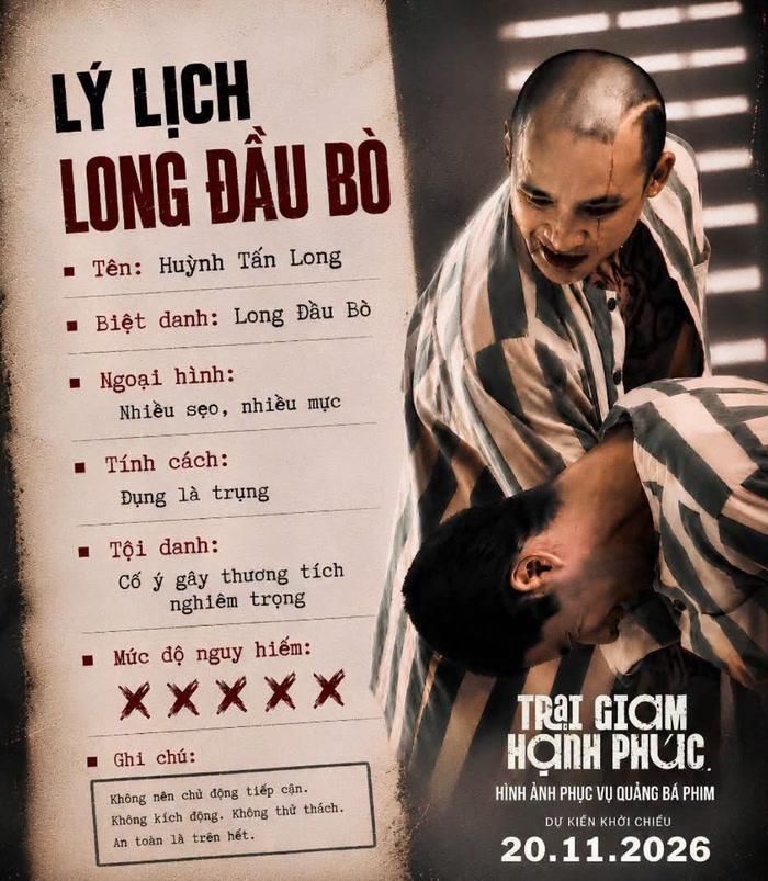 Lương Thế Thành xuất hiện với tạo hình đầy hình xăm trong Trại Giam Hạnh Phúc. Ảnh: NSX