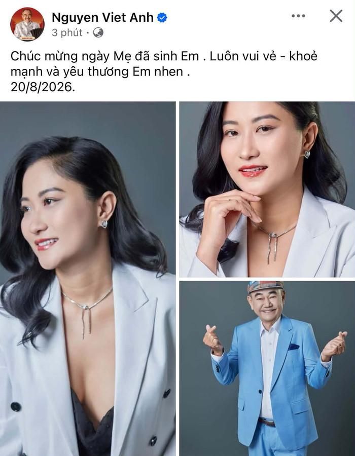 NSND Việt Anh đã chia sẻ loạt ảnh chúc mừng sinh nhật bà xã Chân Chân.