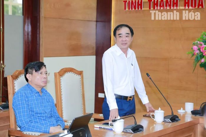 Đại diện lãnh đạo xã Hoằng Thanh phát biểu tại hội nghị.