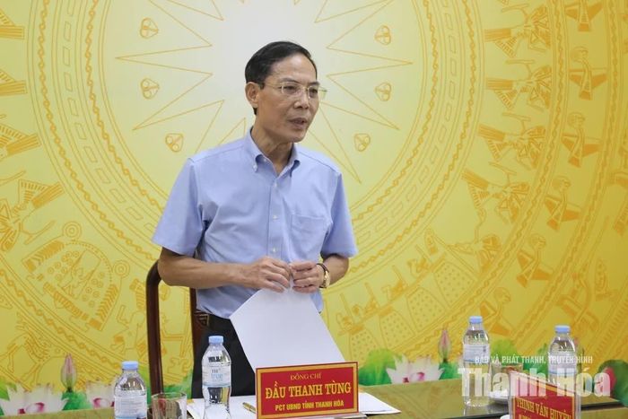 Phó Chủ tịch UBND tỉnh Đầu Thanh Tùng phát biểu chỉ đạo tại buổi làm việc.