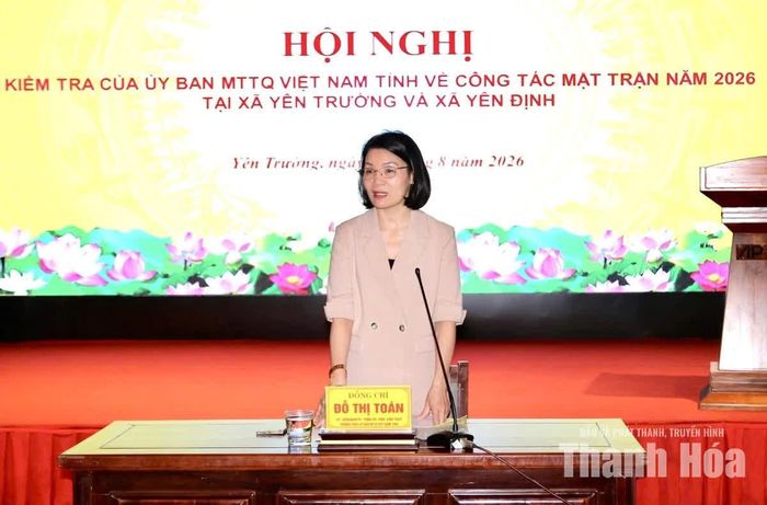 Phó Chủ tịch Thường trực Ủy ban MTTQ tỉnh Đỗ Thị Toán kết luận buổi kiểm tra.