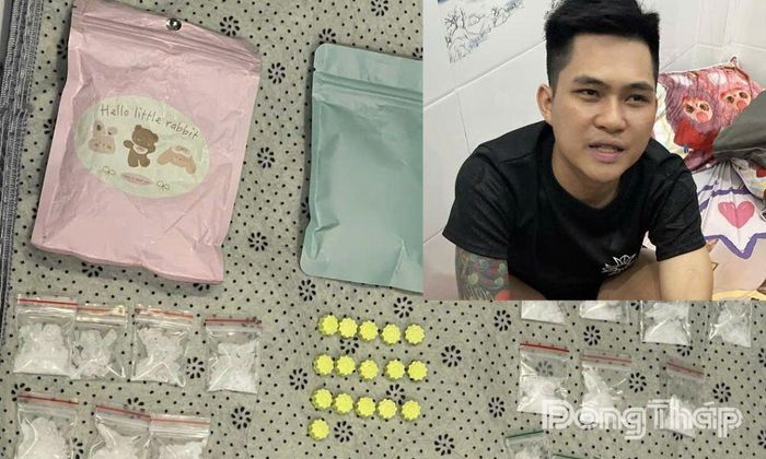 Đối tượng Lê Trí Linh và tang vật thu giữ tại nơi ở.