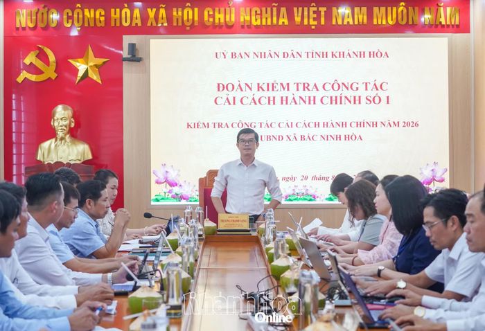 Ông Trương Thanh Long phát biểu tại buổi kiểm tra.