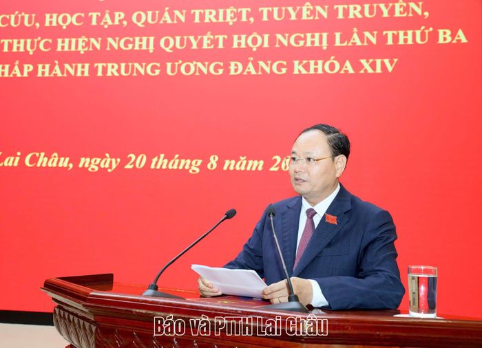 Đồng chí Lê Minh Ngân - Ủy viên Ban Chấp hành Trung ương Đảng, Bí thư Tỉnh ủy, Chủ tịch HĐND tỉnh phát biểu chỉ đạo hội nghị.