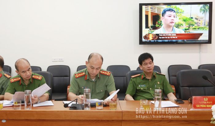 Các đại biểu dự hội nghị tại điểm cầu Công an tỉnh Lạng Sơn