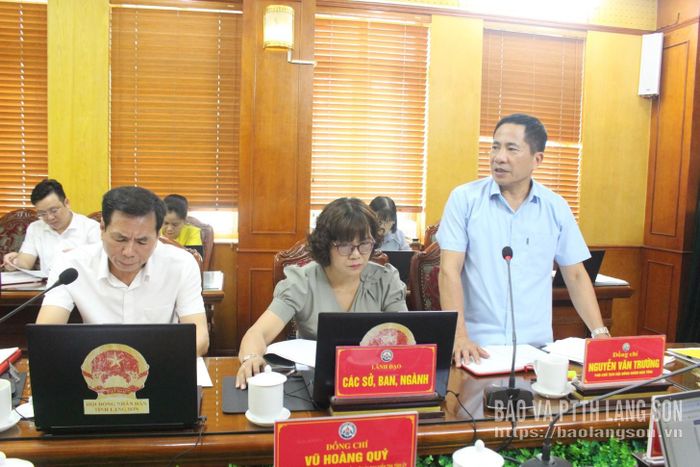 Đồng chí Nguyễn Văn Trường, Phó Chủ tịch HĐND tỉnh phát biểu ý kiến tại buổi họp thẩm tra