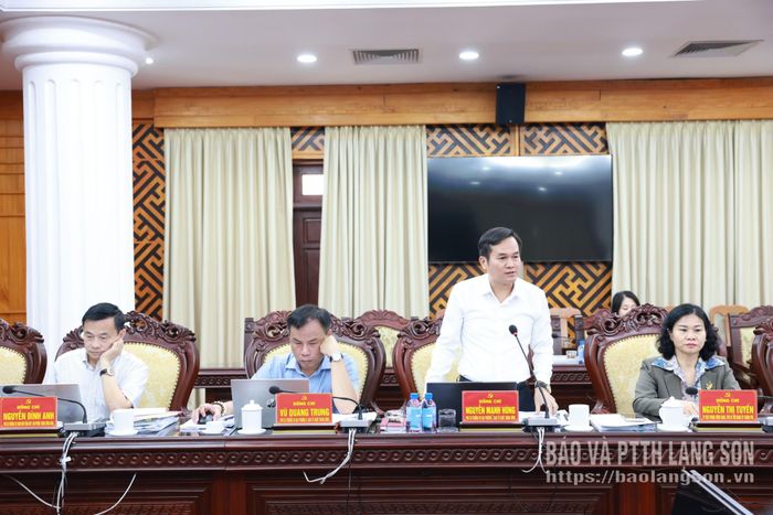 Thành viên đoàn kiểm tra, giám sát phát biểu tại buổi làm việc