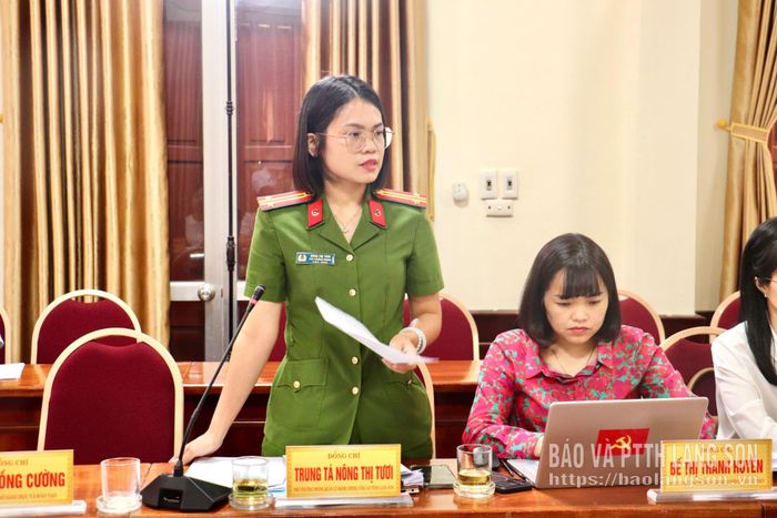 Đại diện Công an tỉnh phát biểu tại buổi kiểm tra