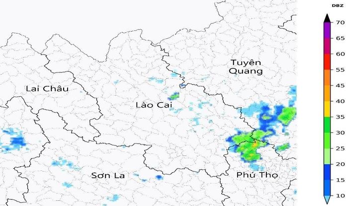 Ảnh radar thời tiết tỉnh Lào Cai lúc 08h30 ngày 20/8/2026? (Nguồn: Trung tâm Mạng lưới KTTV Quốc gia, http://hymetnet.gov.vn).
