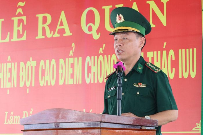 Đại tá Phạm Xuân Độ, Phó Chỉ huy trưởng, Tham mưu trưởng Ban Chỉ huy BĐBP tỉnh phát biểu chỉ đạo tại lễ ra quân
