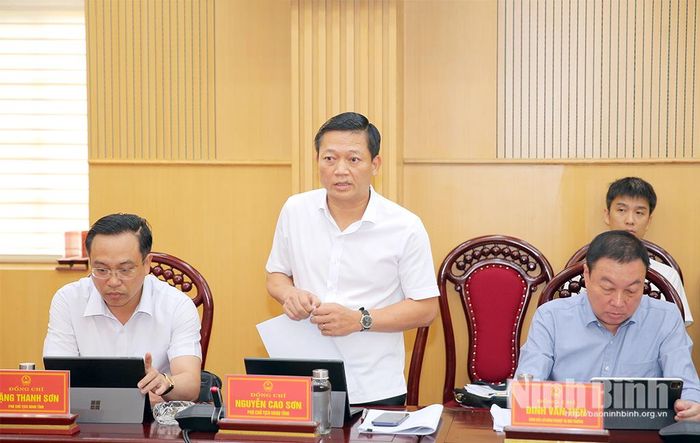 Đồng chí Nguyễn Cao Sơn, Tỉnh ủy viên, Phó Chủ tịch UBND tỉnh phát biểu tại hội nghị.