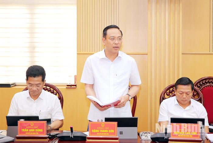 Đồng chí Đặng Thanh Sơn, Ủy viên Ban Thường vụ Tỉnh ủy, Phó Chủ tịch UBND tỉnh phát biểu tại hội nghị.