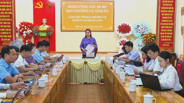 Đồng chí Nông Thị Bích Huệ, Phó Bí thư Thường trực chuyên trách Đảng ủy UBND tỉnh chủ trì buổi làm việc.