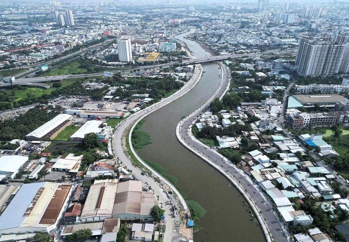 Dự án cải tạo kênh Tham Lương - Bến Cát - rạch Nước Lên nhìn từ trên cao.