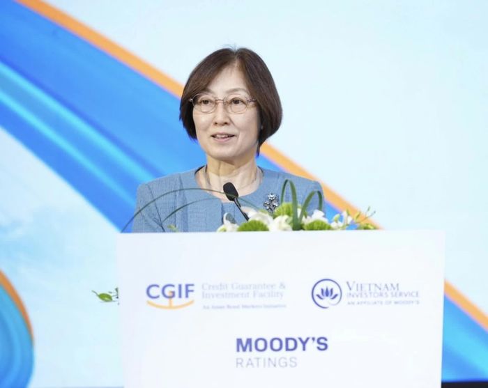 Bà Noriko Nasu - Tổng Giám đốc Credit Guarantee & Investment Facility (CGIF) chia sẻ tại hội thảo.