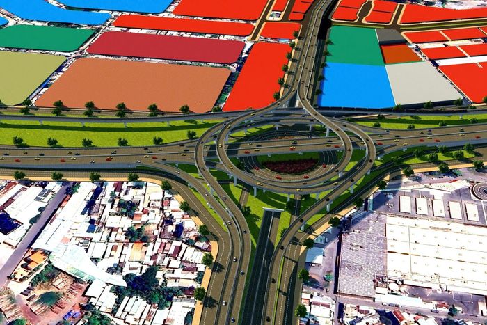 Phối cảnh nút giao ngã tư Vũng Tàu thuộc dự án đường trên cao dọc Quốc lộ 51. Ảnh đồ hoạ