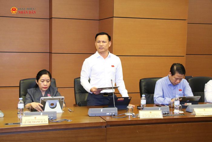 ĐBQH Trần Quang Tâm (Đắk Lắk) phát biểu tại thảo luận tổ Ảnh: Đắc Trường.