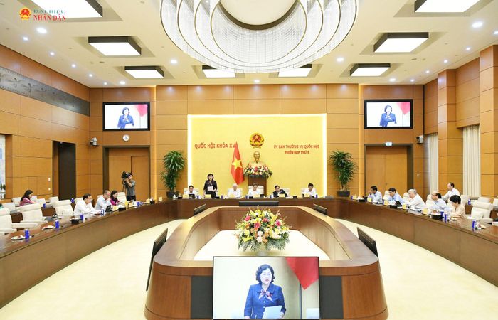 Phó Chủ tịch Quốc hội Nguyễn Thị Hồng điều hành phiên họp