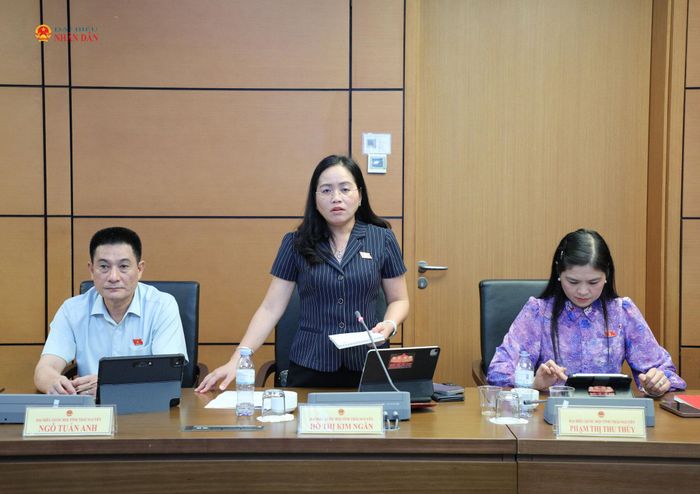 ĐBQH Hồ Thị Kim Ngân (Thái Nguyên) phát biểu thảo luận tại tổ