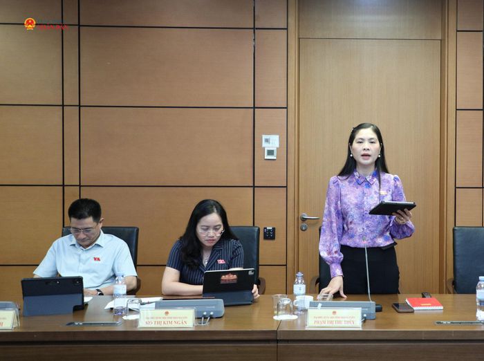 ĐBQH Phạm Thị Thu Thuỷ (Thái Nguyên) phát biểu thảo luận tại tổ