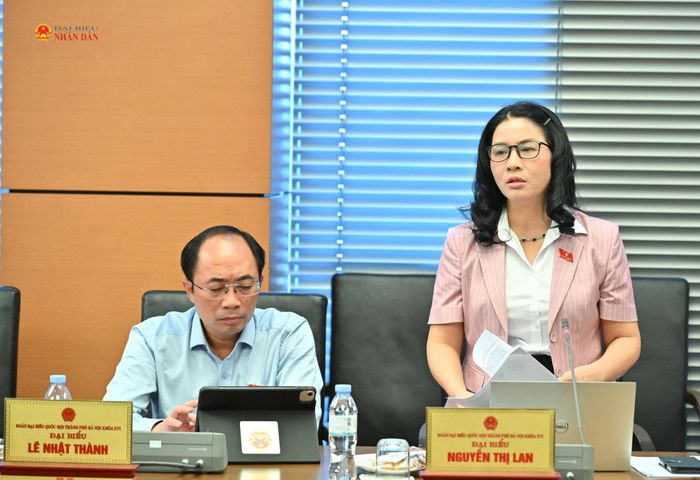 ĐBQH Nguyễn Thị Lan (TP. Hà Nội) phát biểu thảo luận tại Tổ 1