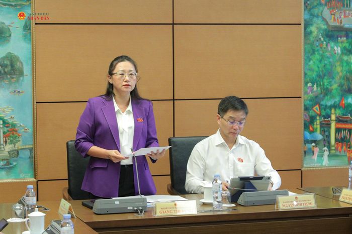 ĐBQH Giàng Thị Dung (Lào Cai) phát biểu thảo luận tại Tổ 4