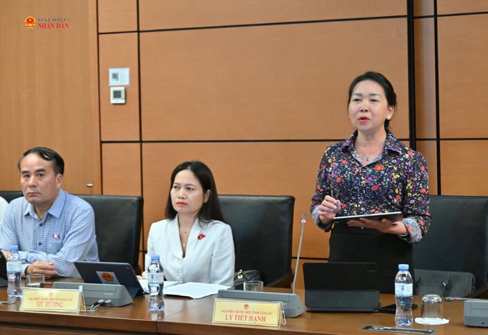 ĐBQH Lý Tiết Hạnh (Gia Lai) phát biểu thảo luận tại Tổ 5