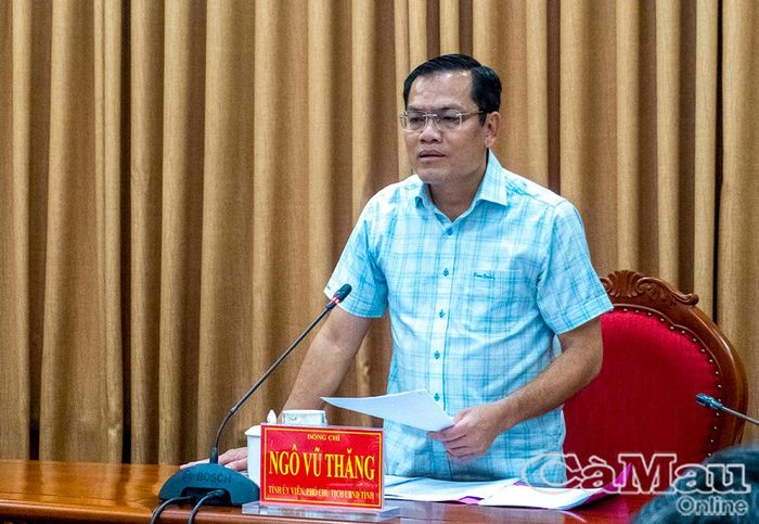 Đồng chí Ngô Vũ Thăng, Phó Chủ tịch UBND tỉnh, Trưởng Ban Chỉ đạo, phát biểu tại hội nghị.