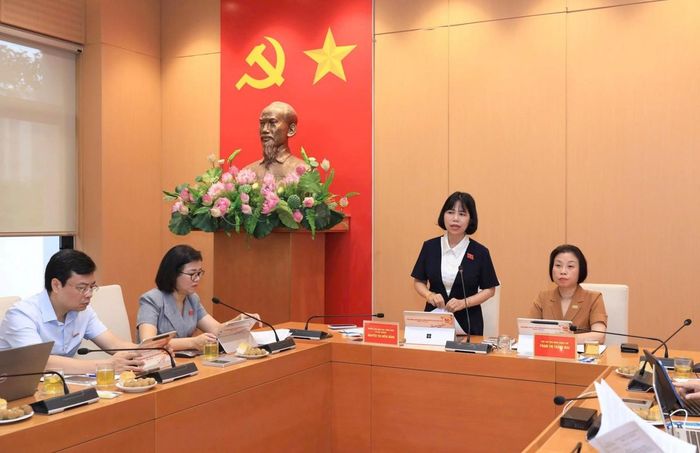 Trưởng ban Khoa học, Công nghệ và Môi trường, HĐND thành phố Nguyễn Thị Diễm Hằng phát biểu tại buổi làm việc. Ảnh: Hanoimoi