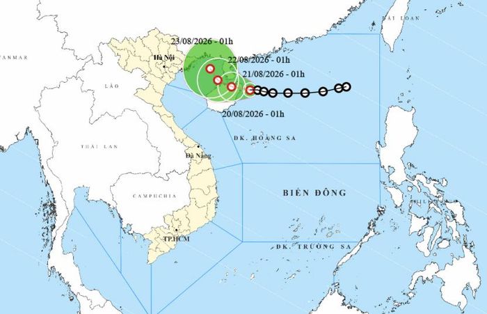 Bản đồ dự báo đường đi, khu vực ảnh hưởng của áp thấp nhiệt đới.