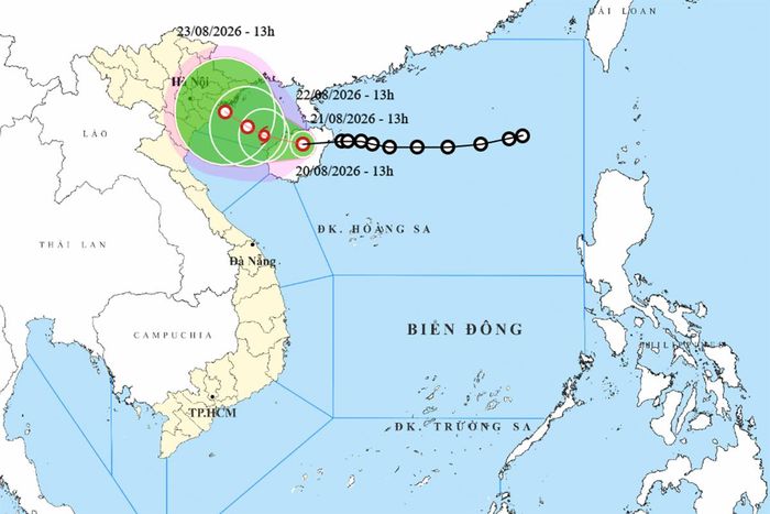 Bản đồ dự báo đường đi, khu vực ảnh hưởng của áp thấp nhiệt đới. (Nguồn: NCHMF)