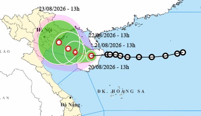 Bản đồ dự báo đường đi, khu vực ảnh hưởng của áp thấp nhiệt đới. (Nguồn: NCHMF)