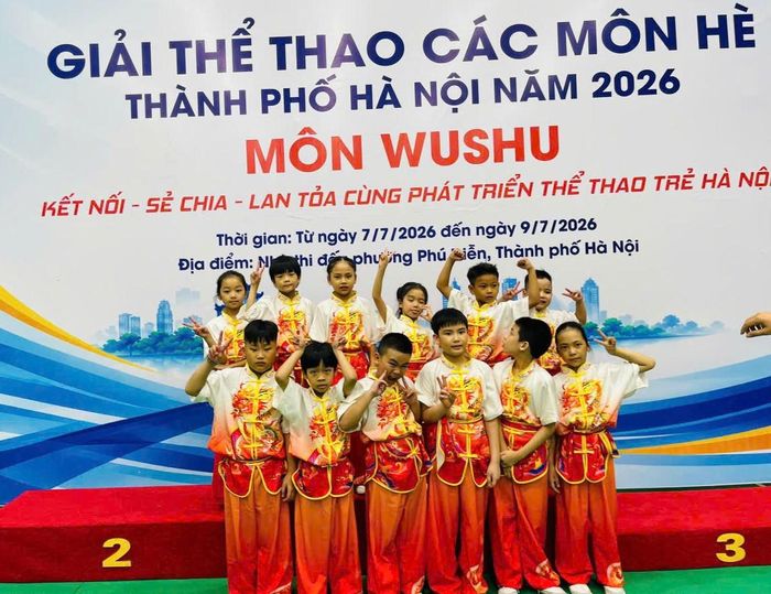 Các vận động viên wushu phường Ô Chợ Dừa tham gia Giải thể thao các môn hè thành phố Hà Nội năm 2026. Ảnh: P.V