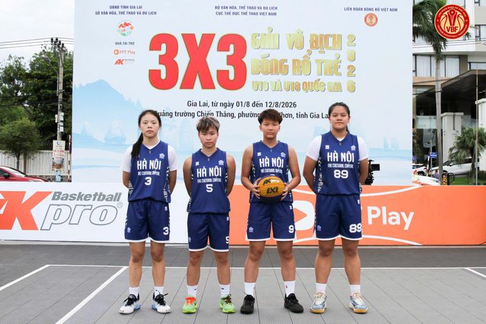 Đội nữ U16 Hà Nội tham dự Giải vô địch bóng rổ trẻ 3x3 quốc gia năm 2026. Ảnh: Bóng rổ Hà Nội