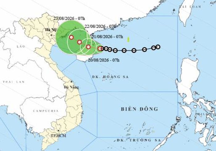 Dự báo đường đi của áp thấp nhiệt đới. Ảnh: NCHMF