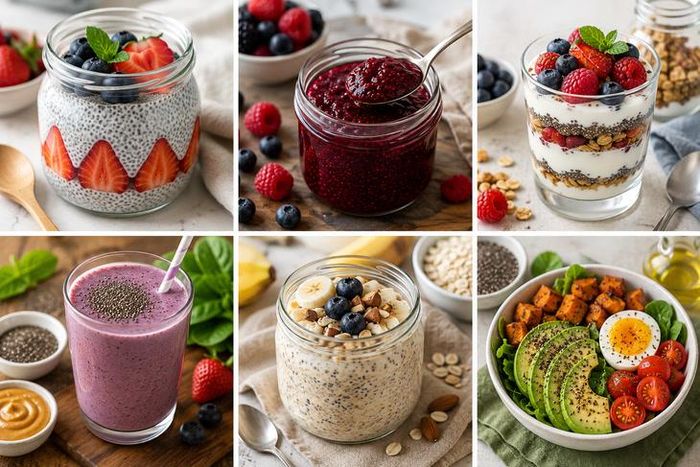 Hạt chia có thể kết hợp linh hoạt với nhiều món ăn, từ món ngọt đến món mặn. Ảnh minh họa AI