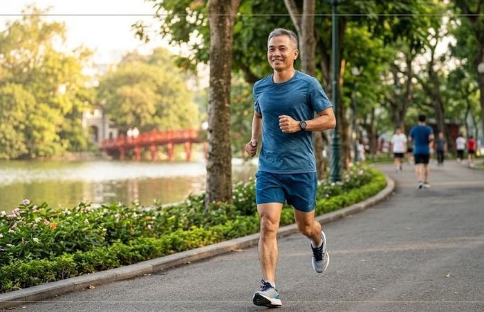 Chạy bộ đều đặn, đúng cường độ giúp nam giới sau 50 hỗ trợ kiểm soát mỡ máu và giảm nguy cơ bệnh tim mạch. Ảnh: AI.