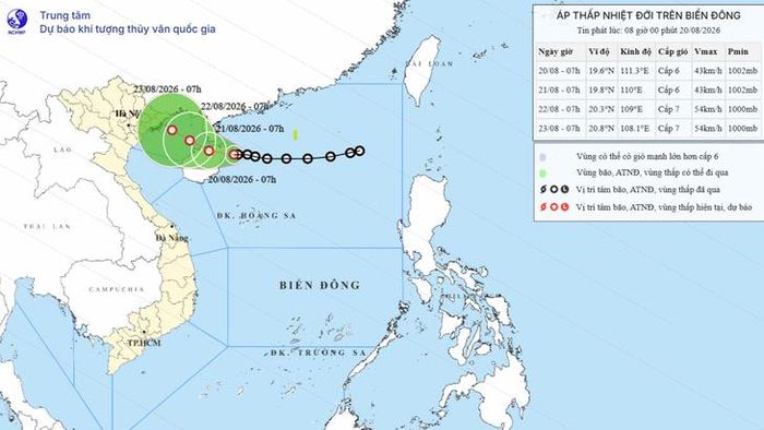 Vị trí và đường đi của áp thấp nhiệt đới sáng nay.
