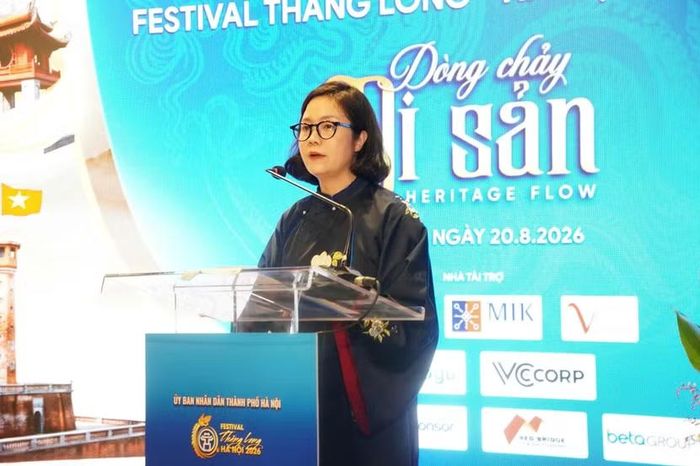 Bà Lê Thị Ánh Mai, Phó Giám đốc Sở Văn hóa, Thể thao và Du lịch Hà Nội phát biểu tại họp báo.