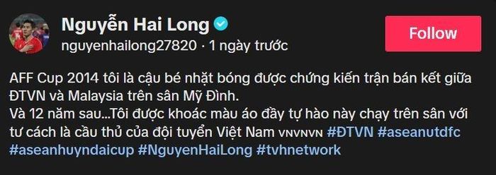 Bài đăng trên TikTok chính thức của Hai Long.