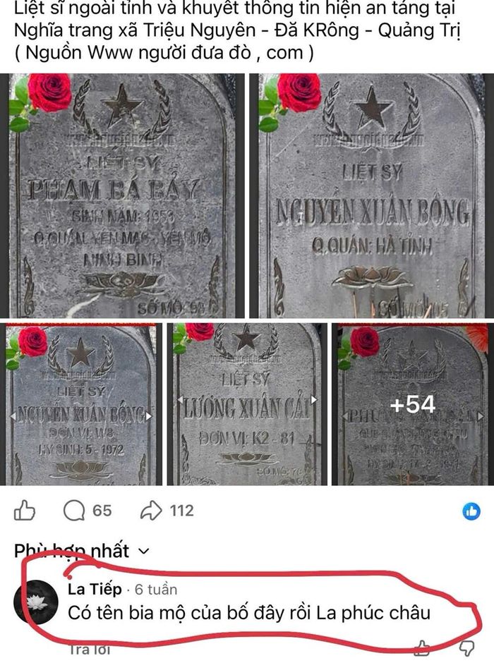 Những tấm bia mộ đi tìm người thân được cán bộ nhân dân xã Ba Lòng lan toả trên không gian mạng xã hội