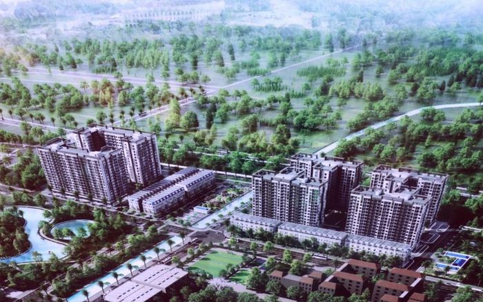 Phối cảnh chung của dự án nhà ở xã hội cho lực lượng Công an tại Hưng Yên. Ảnh: Mạnh Khánh - TTXVN