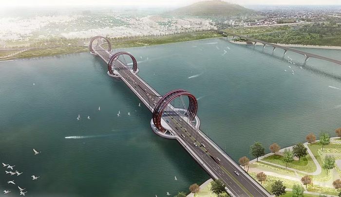 Cầu Trà Khúc là công trình cầu cấp đặc biệt, với kết cấu dây võng tự neo, công nghệ lần đầu tiên được áp dụng tại Việt Nam. (Ảnh: Ban Quản lý dự án đầu tư xây dựng các công trình giao thông tỉnh Quảng Ngãi)