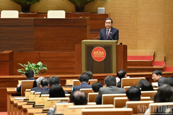 Chủ tịch Quốc hội Trần Thanh Mẫn phát biểu chỉ đạo tại buổi lễ.