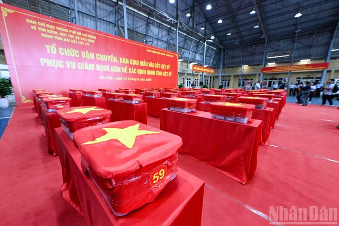 Mẫu hài cốt liệt sĩ tại Sân bay Gia Lâm.